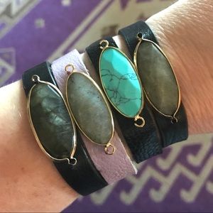 ✂️ Semi-precious and leather bracelet